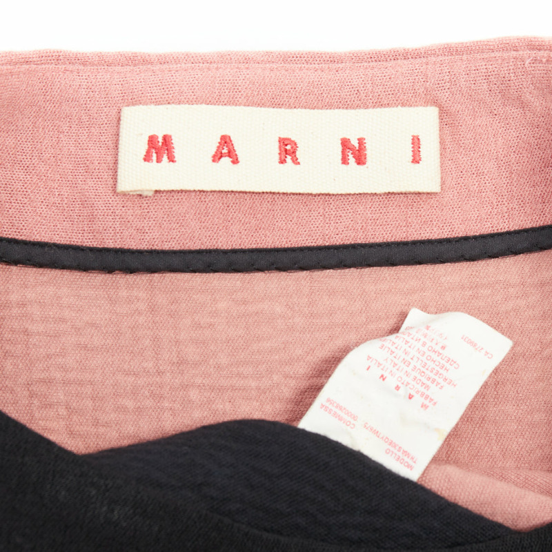 MARNI black pink wool cotton blend ruffle sleeve tunic top IT40 S-7
