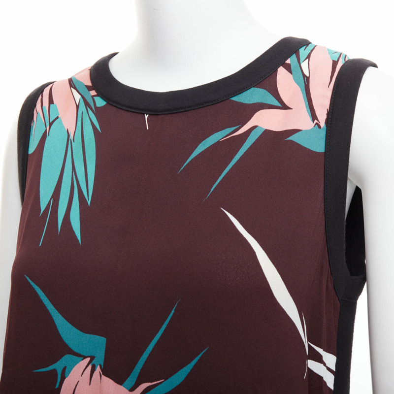 MARNI brown green pink cotton blend tropical floral tank top IT40 S-1