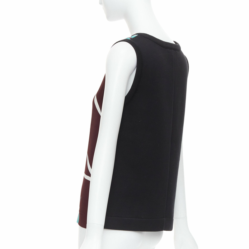 MARNI brown green pink cotton blend tropical floral tank top IT40 S-5