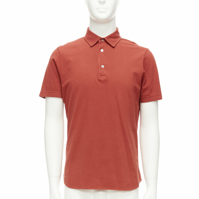 LORO PIANA 100% cotton brick red 3 buttons collared polo shirt S-0
