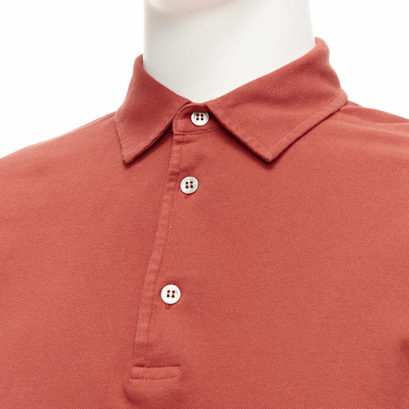 LORO PIANA 100% cotton brick red 3 buttons collared polo shirt S-1