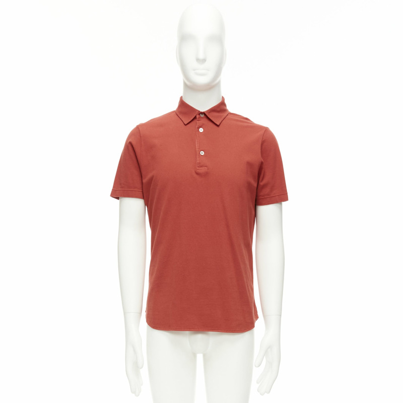 LORO PIANA 100% cotton brick red 3 buttons collared polo shirt S-8