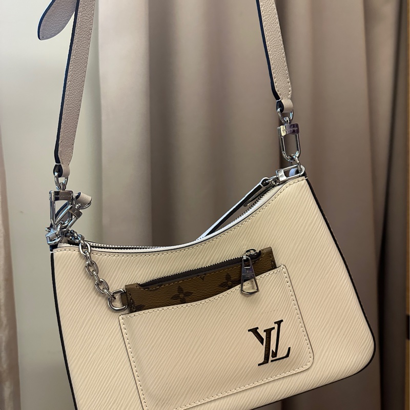 lv marelle 手袋肩背包白色-0