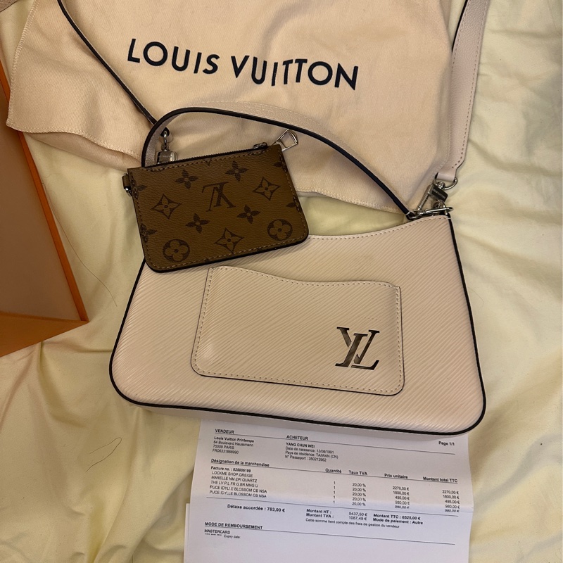 lv marelle 手袋肩背包白色-14