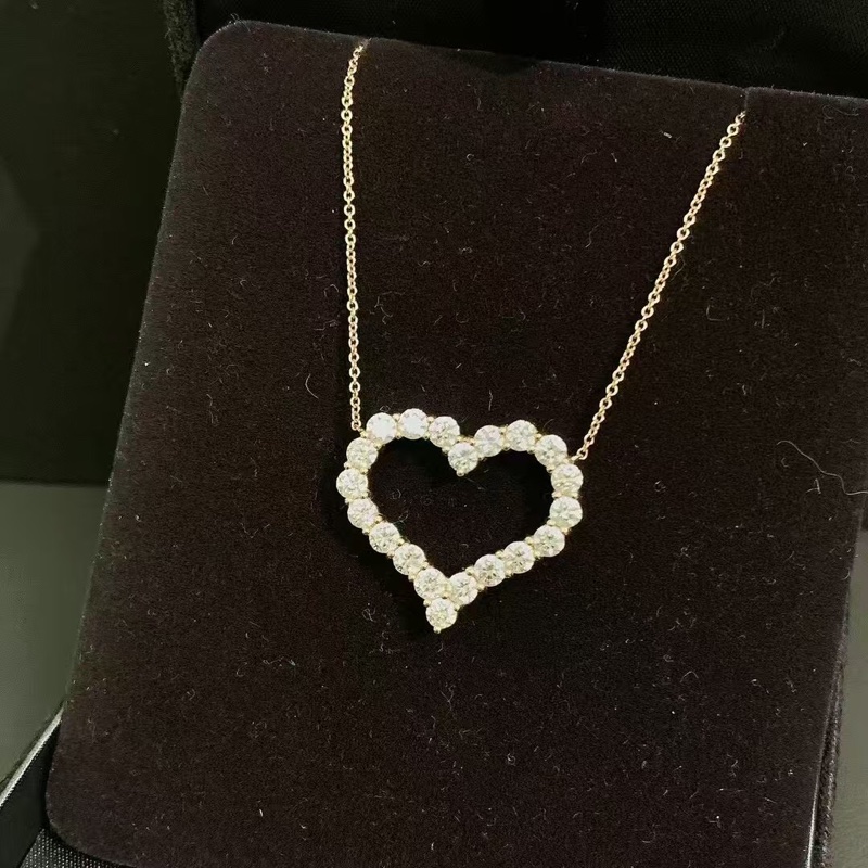 Tiffany蒂芙尼愛心大號黃金鑲鑽項鍊-3
