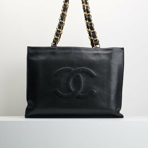 chanel vintage 粗鍊托特奶粉包