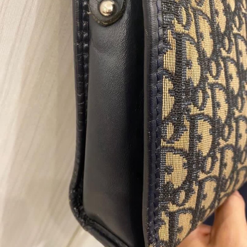 Christian Dior 古董藍老花手拿肩背包-4