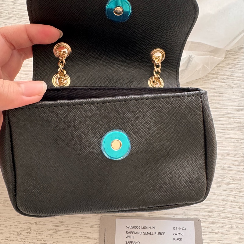 Vivienne Westwood Saffiano防刮翻蓋斜背/鏈條包 黑金 近全新 西太后 包包 小包 小廢包-2