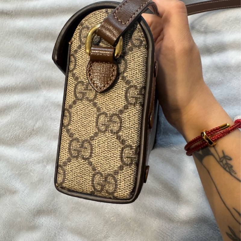 【GUCCI 古馳】GUCCI 1955馬銜釦斜背包(咖)-1