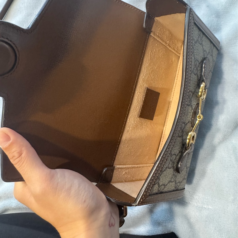 【GUCCI 古馳】GUCCI 1955馬銜釦斜背包(咖)-6