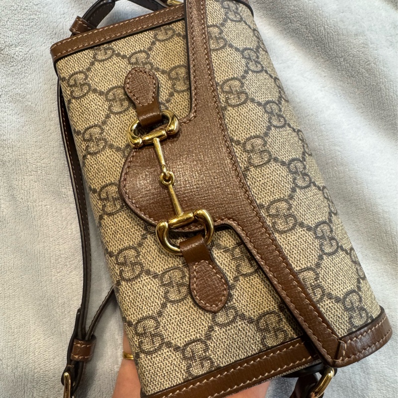 【GUCCI 古馳】GUCCI 1955馬銜釦斜背包(咖)-9
