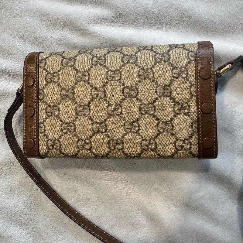 【GUCCI 古馳】GUCCI 1955馬銜釦斜背包(咖)-11