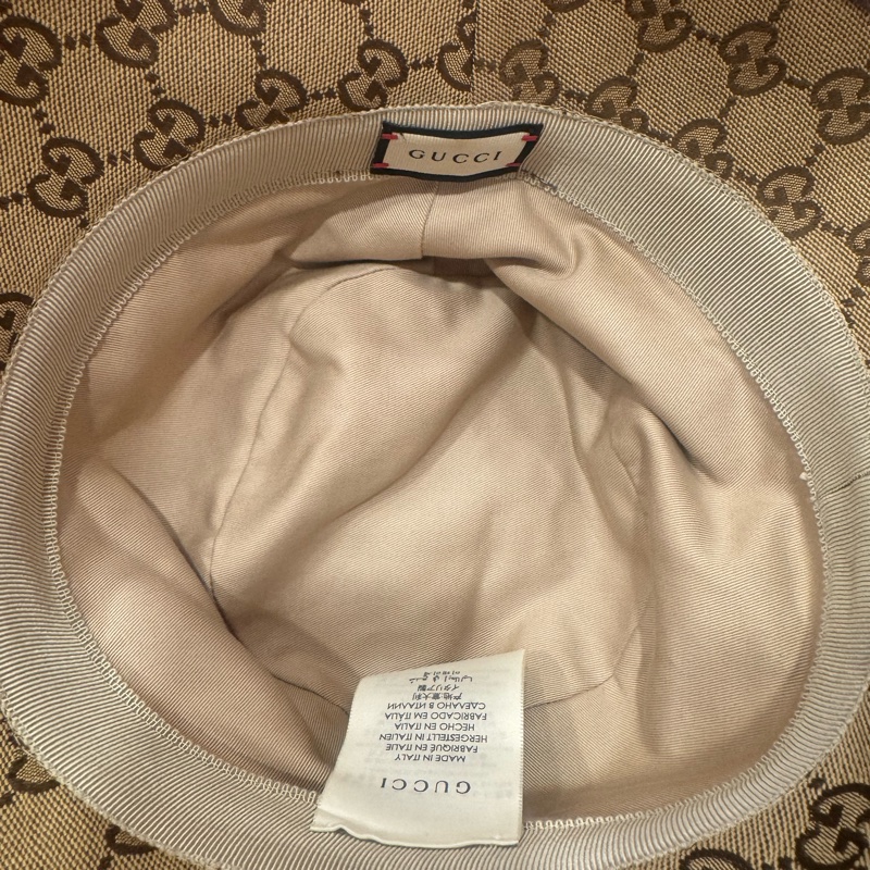 GUCCI 古馳 經典GG LOGO帆布皮革飾邊漁夫帽-3