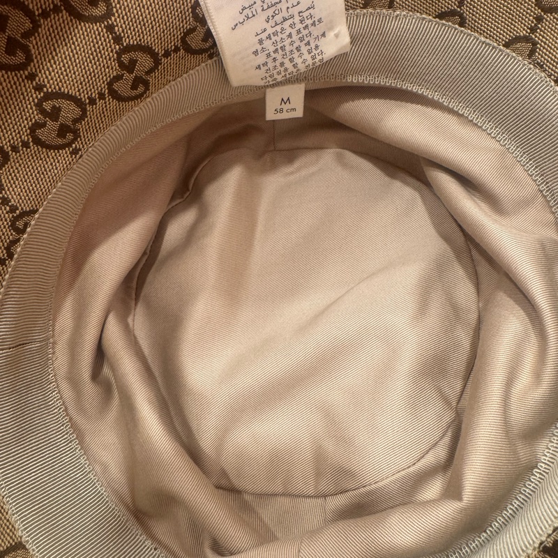 GUCCI 古馳 經典GG LOGO帆布皮革飾邊漁夫帽-4