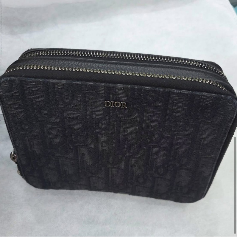 Dior Oblique黑色緹花小袋-5