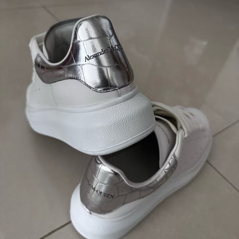 限量款 Alexander McQUEEN (麥昆)小白鞋 女款 鱷魚紋銀尾 小白鞋-9