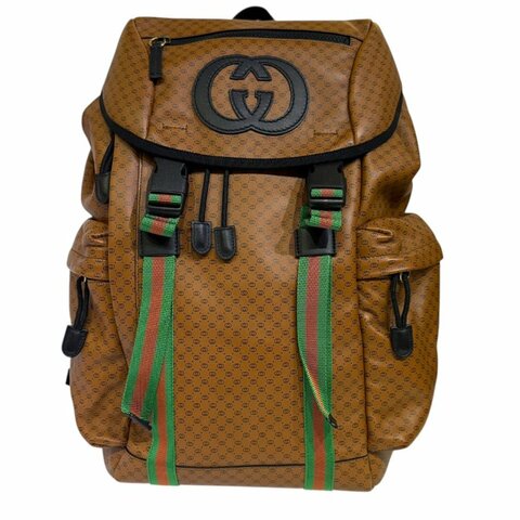 【美收精品】GUCCI咖啡色皮革後背包 2-339