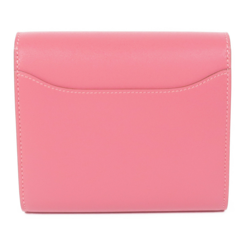 HERMES Swift皮革Constance Wallet金扣錢包U5 Rose Lipstick-1