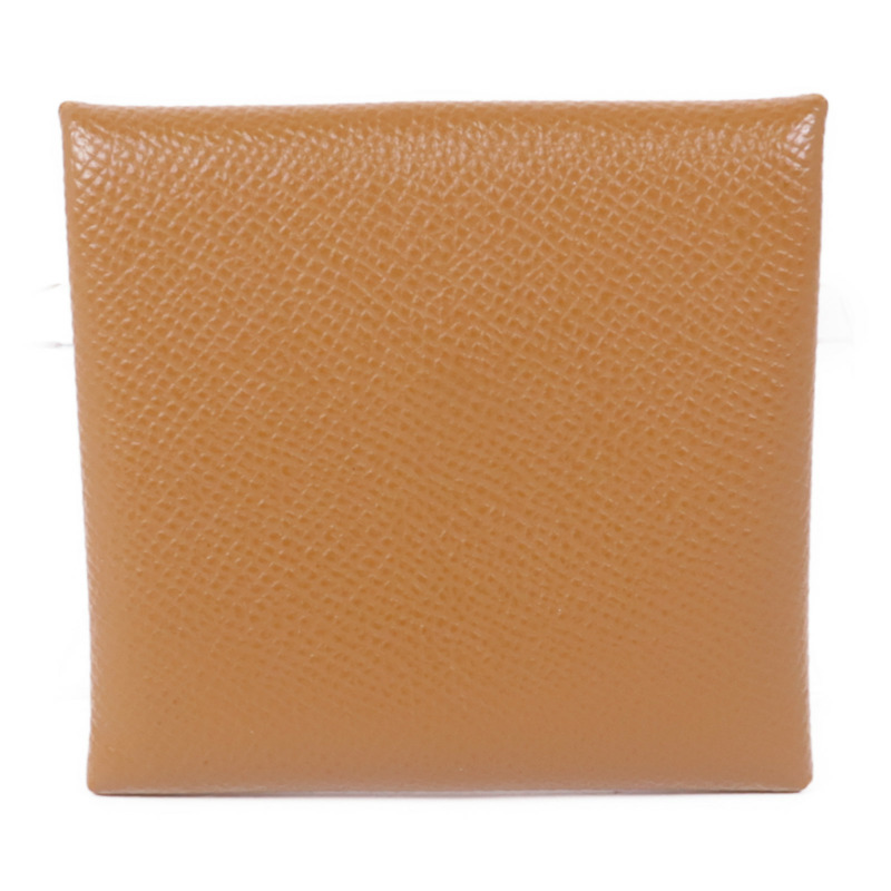 HERMES Epsom皮革Bastia銀扣零錢包Gold-1
