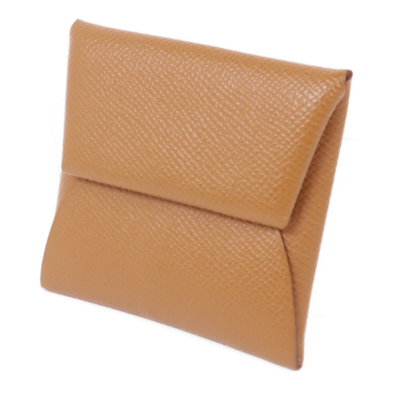 HERMES Epsom皮革Bastia銀扣零錢包Gold-2