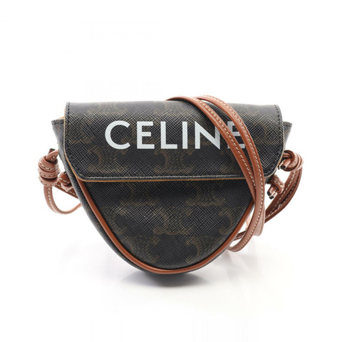 CELINE Triomphe 三角形迷你肩背包 195902 帆布 棕色 二手 女款