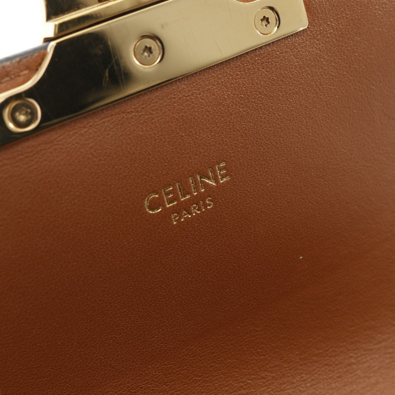 CELINE Claude Triomphe 肩背包 194142CUZ 帆布皮革黑棕色二手-3