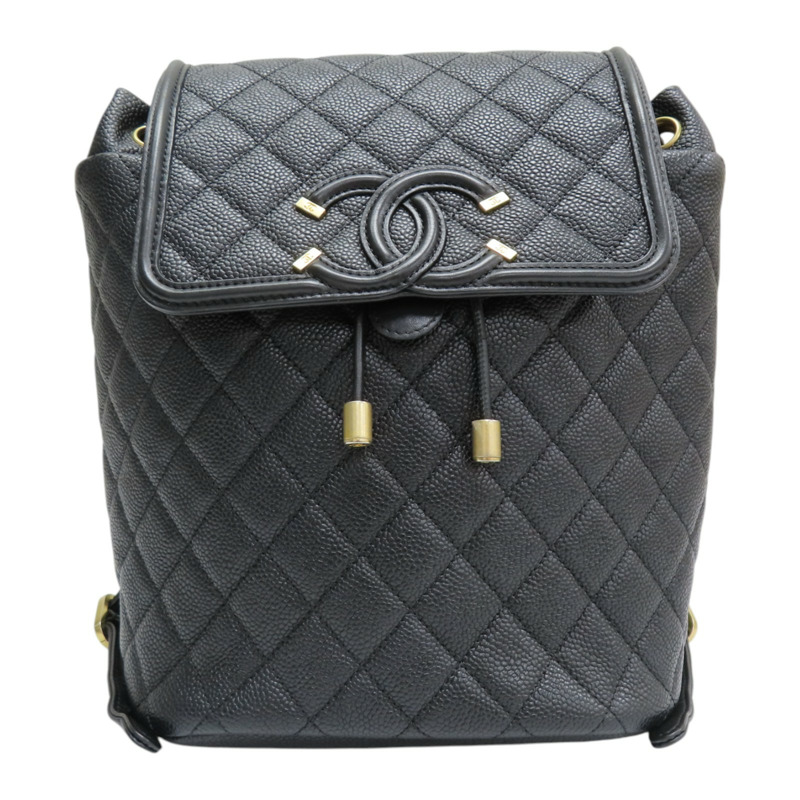 黑色 菱格紋 皮革 Filigree 後背包 無卡【CHANEL 香奈兒】 A57090-0