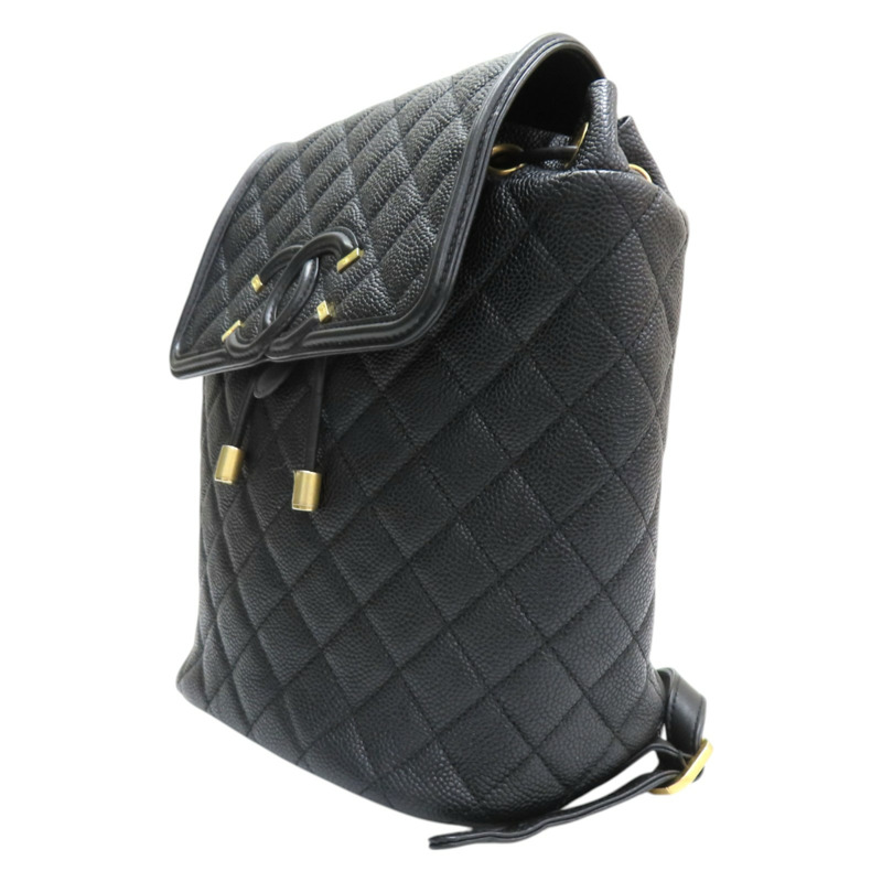 黑色 菱格紋 皮革 Filigree 後背包 無卡【CHANEL 香奈兒】 A57090-2