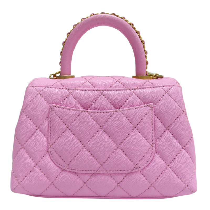 粉色 菱格紋 皮革 鍊帶 Coco Chain Handle 兩用包 AS2215-1