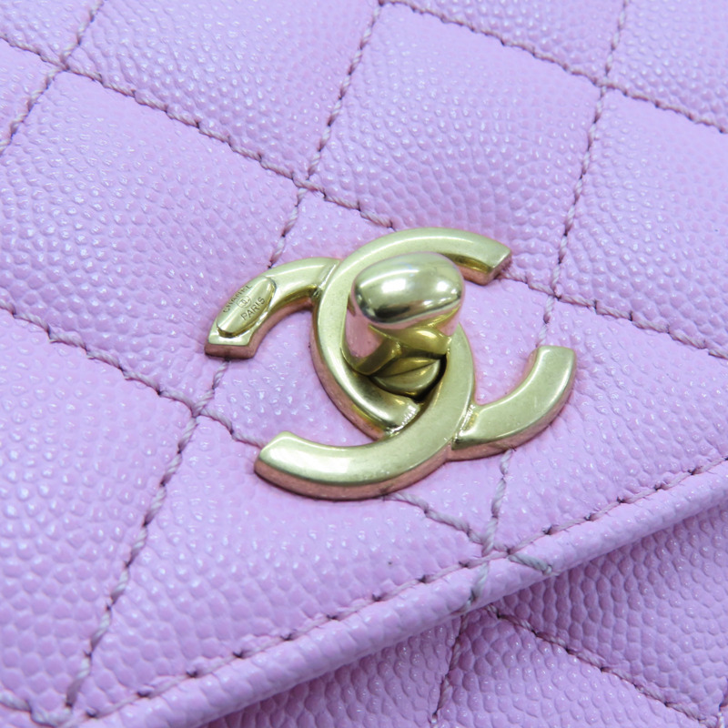 粉色 菱格紋 皮革 鍊帶 Coco Chain Handle 兩用包 AS2215-13