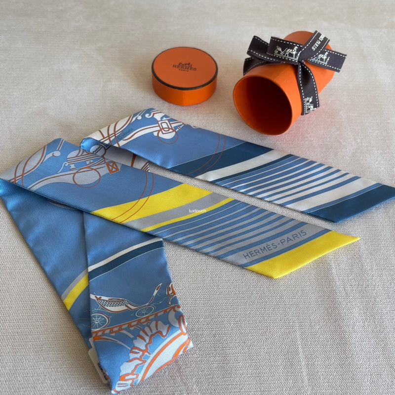 絕版🍊 Hermes 愛馬仕 Ex-Libris 藏書章 Twilly 小絲巾🧣-2