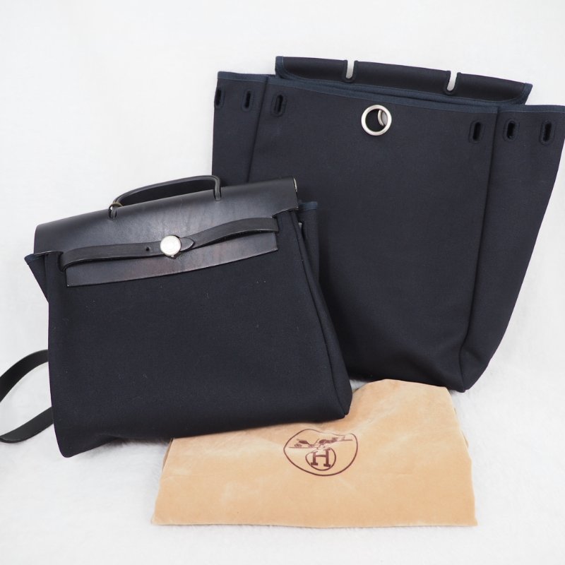 HERMES 黑銀 Herbag 背包-18