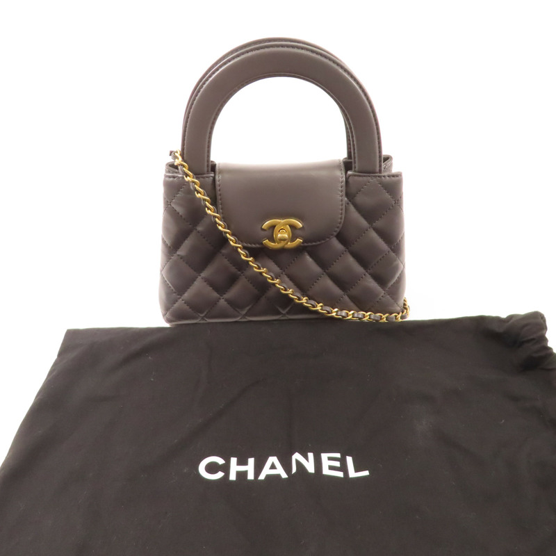 CHANEL 牛皮皮革Mini Kelly金扣手挽肩背兩用袋-6