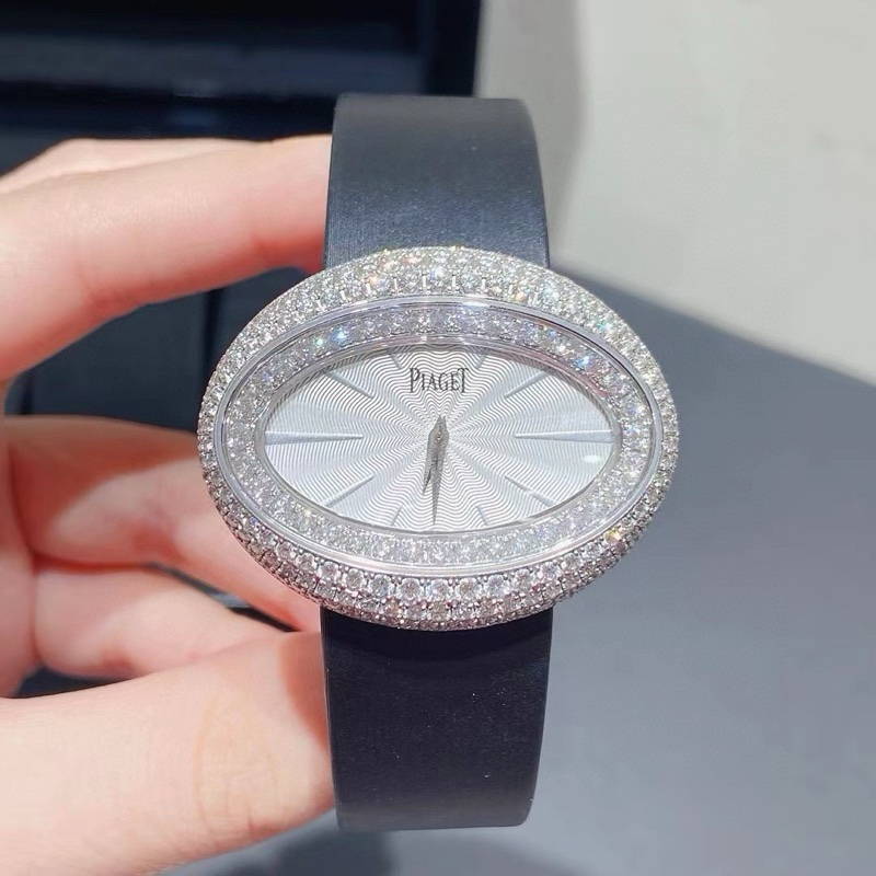 伯爵珠寶腕錶系列G0A35099白金原鑽石英女表-4