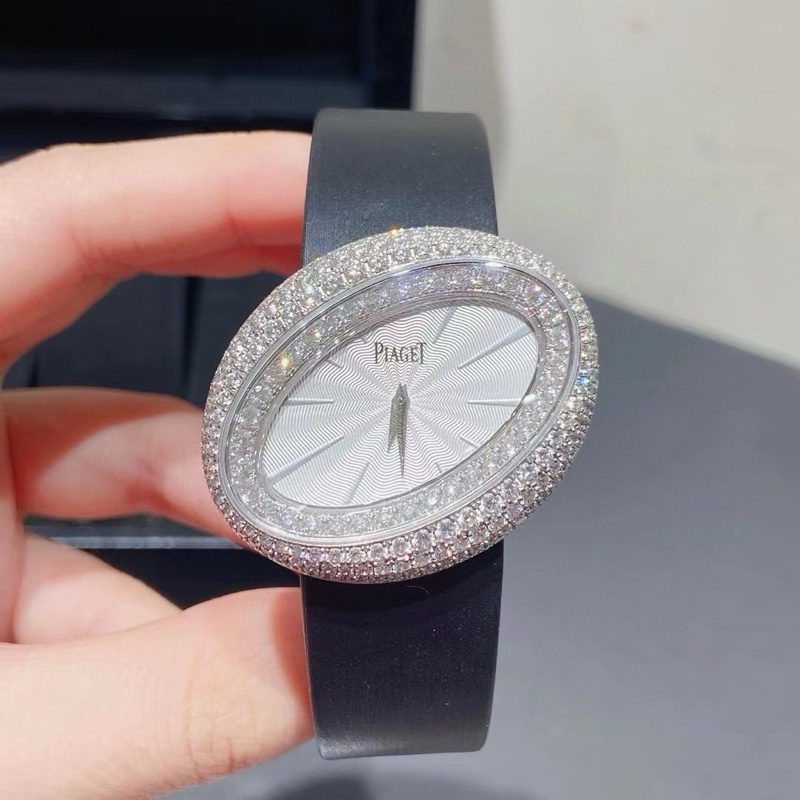 伯爵珠寶腕錶系列G0A35099白金原鑽石英女表-5