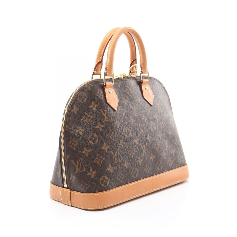 LOUIS VUITTON Alma 手提包 M53151 Monogram 帆布皮革棕色二手女士 LV-1