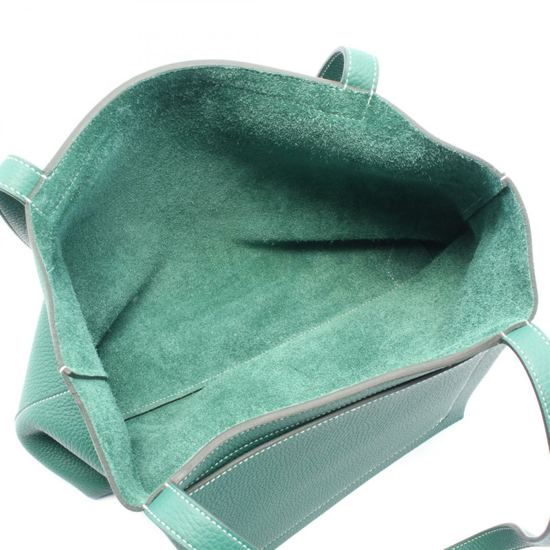 HERMES Cabas selier 31 單肩包 082201CA Clemence 皮革 綠色 二手 W-2