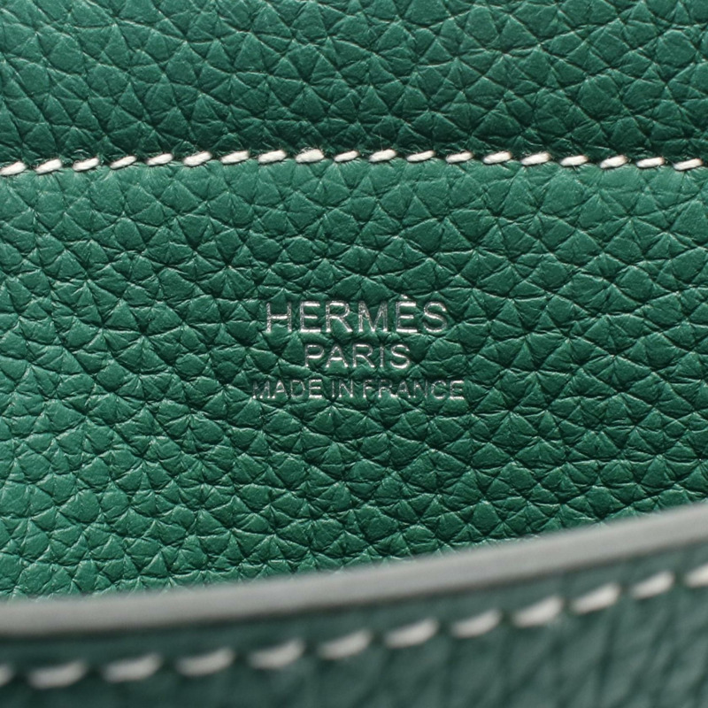 HERMES Cabas selier 31 單肩包 082201CA Clemence 皮革 綠色 二手 W-3