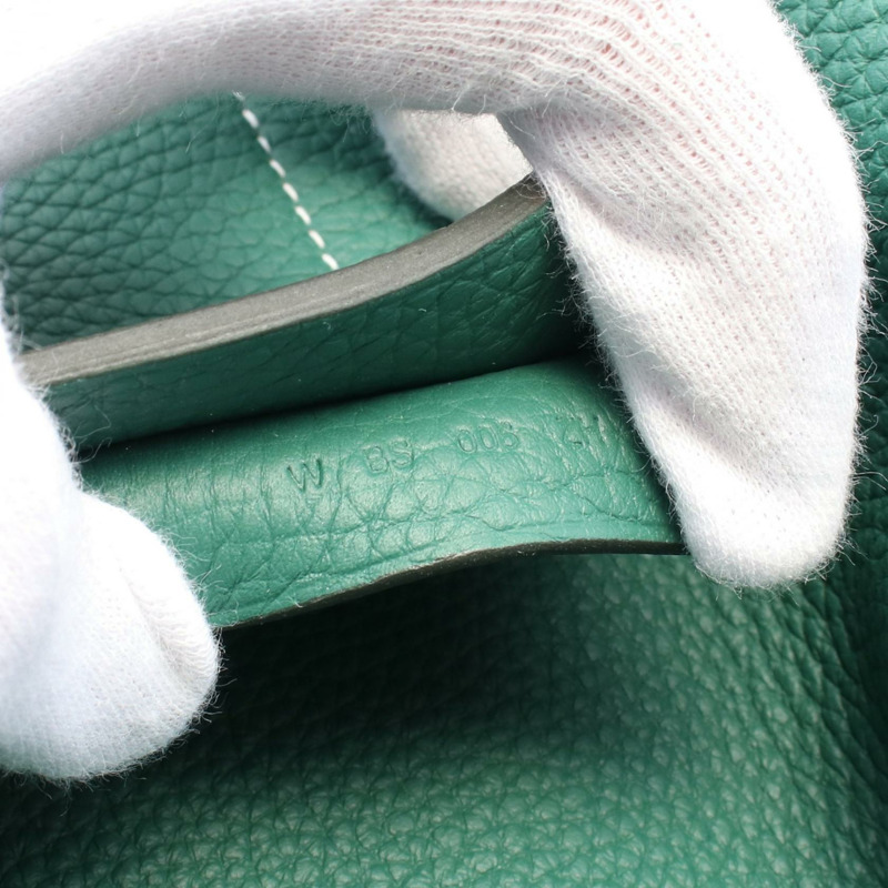 HERMES Cabas selier 31 單肩包 082201CA Clemence 皮革 綠色 二手 W-4