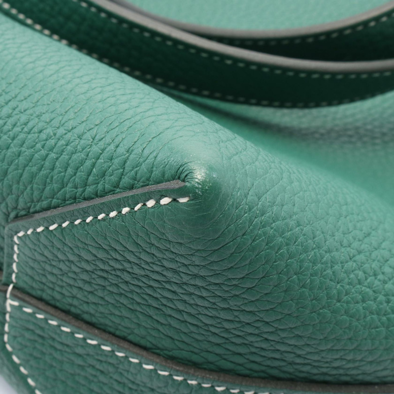 HERMES Cabas selier 31 單肩包 082201CA Clemence 皮革 綠色 二手 W-5
