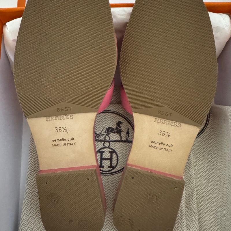 Hemes Oran H 粉色系涼鞋-8