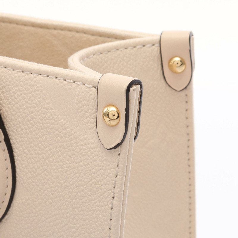 LOUIS VUITTON On the Go PM Monogram Empreinte Crme 手提包 M46569 皮革米色二手女士-6