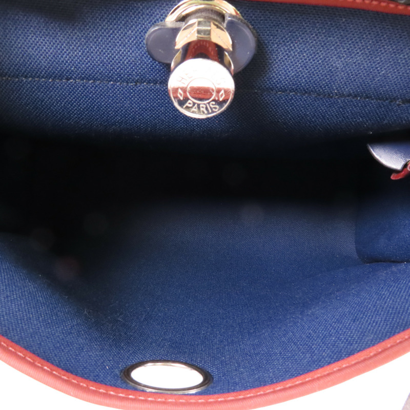 HERMES 【激減優惠】帆布Herbag銀扣手挽肩背兩用袋76 Bleu Indigo-4