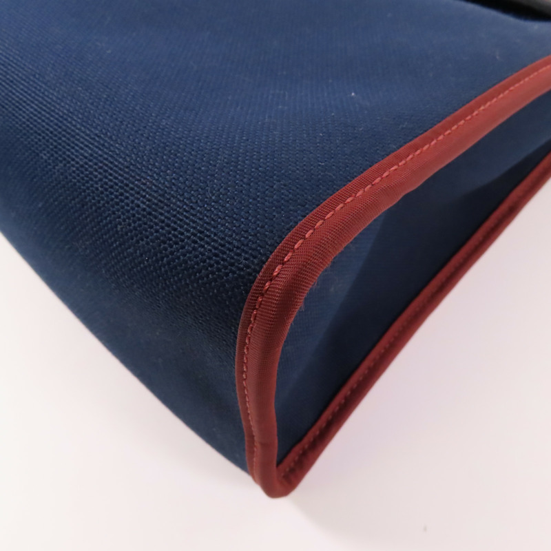 HERMES 【激減優惠】帆布Herbag銀扣手挽肩背兩用袋76 Bleu Indigo-13