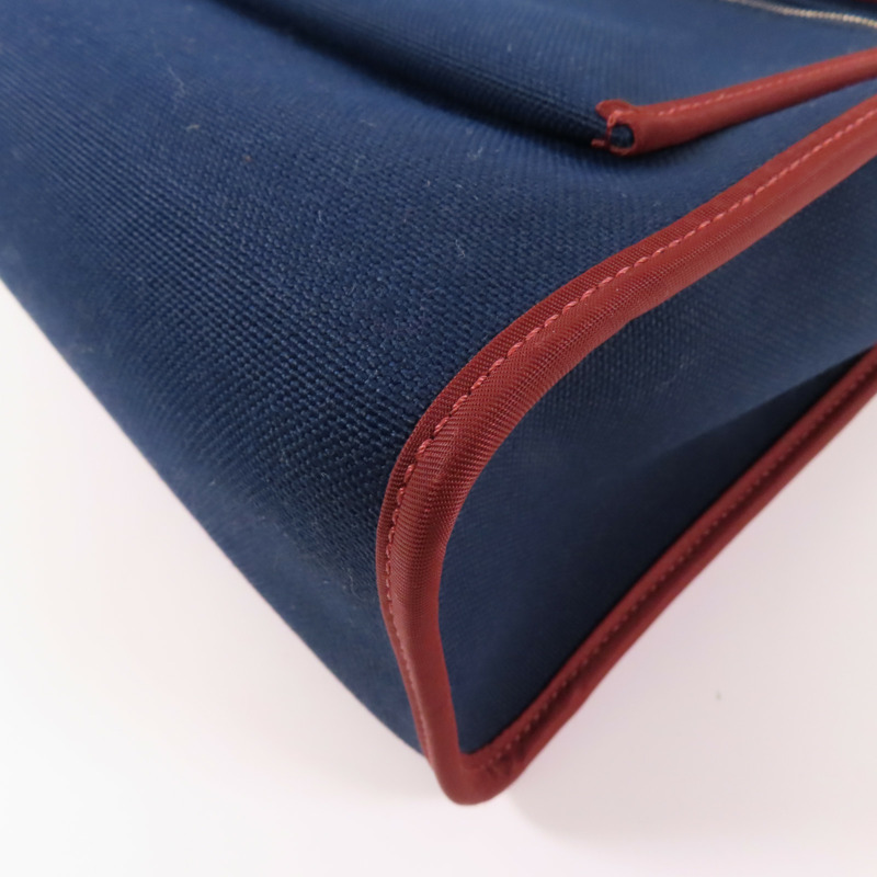 HERMES 【激減優惠】帆布Herbag銀扣手挽肩背兩用袋76 Bleu Indigo-15