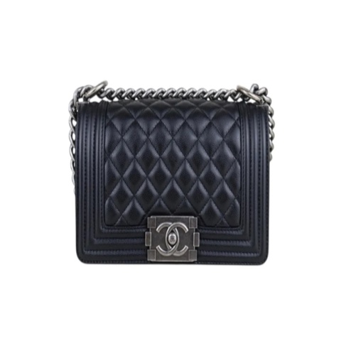 「JL精品代購」極新 Chanel 香奈兒 leboy 黑銀荔枝牛皮