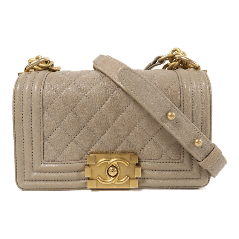 CHANEL 牛皮皮革Boy 20金扣肩背袋-0