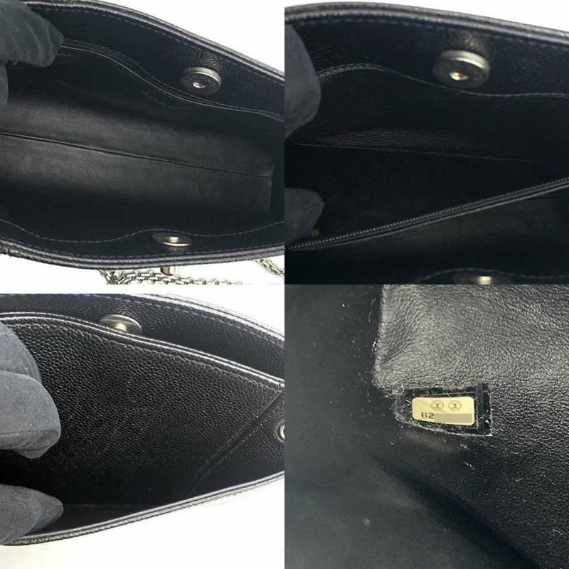 香奈兒 COCO MARK 魚子醬鏈托特包 黑色-4