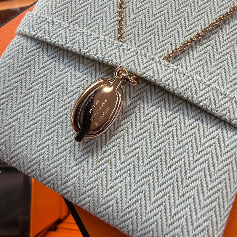 ✨持有香港正品正貨標籤(只做全新)✨ Hermes Mini Maillon Pendant, Small Model 豬鼻頸鏈 黑色玫瑰金-3
