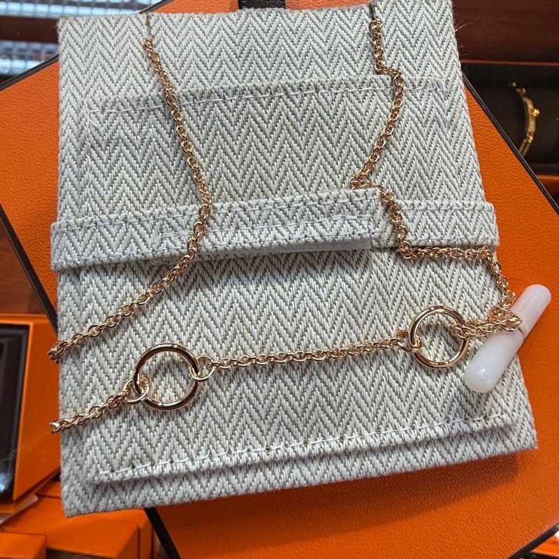 ✨持有香港正品正貨標籤(只做全新)✨ Hermes Mini Maillon Pendant, Small Model 豬鼻頸鏈 黑色玫瑰金-4